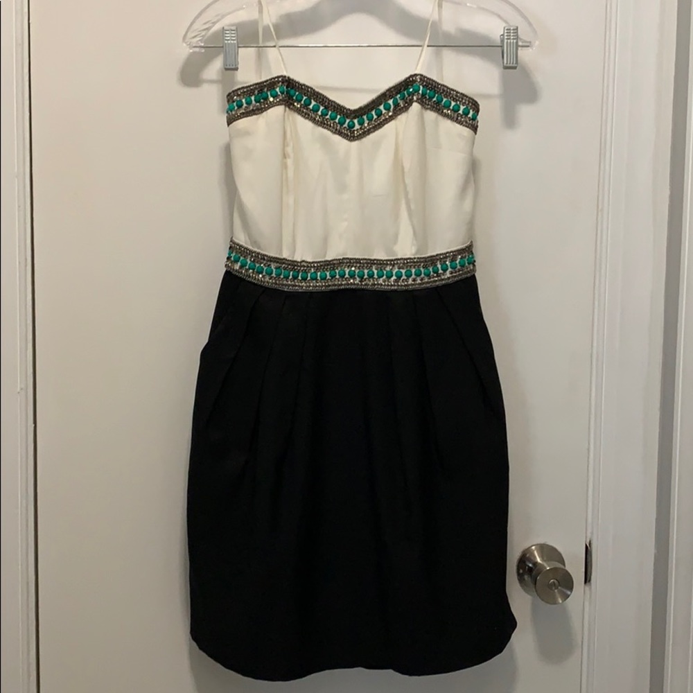 Strapless black & white dress